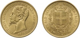 REGNO DI SARDEGNA. VITTORIO EMANUELE II (1849-1861).
20 LIRE 1852 TORINO
Oro, 6,47 gr, 21 mm. qFDC
D: VICTORIUS EMMANUEL II . D . G . REX SARD . CY...
