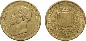 REGNO DI SARDEGNA. VITTORIO EMANUELE II (1849-1861).
10 LIRE 1857
Oro, 3,18 gr, 18 mm.MB+/qBB.
D: VICTORIUS EMMANUEL II . D . G . REX SARD . CYP . ...