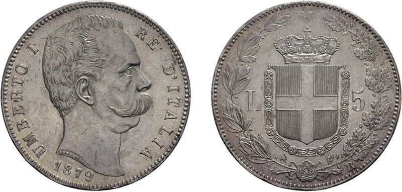REGNO D'ITALIA. UMBERTO I (1878-1900).
5 LIRE 1879
Argento, 24,95 gr, 37 mm. L...