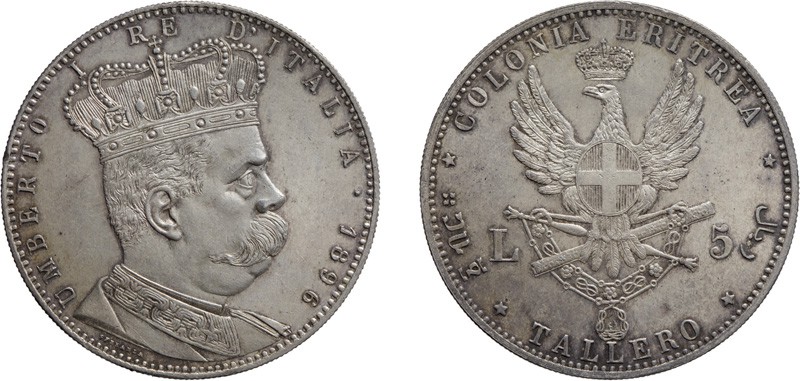 REGNO D'ITALIA. UMBERTO I (1878-1900). ERITREA. 
TALLERO 1896
Roma. Argento, 2...