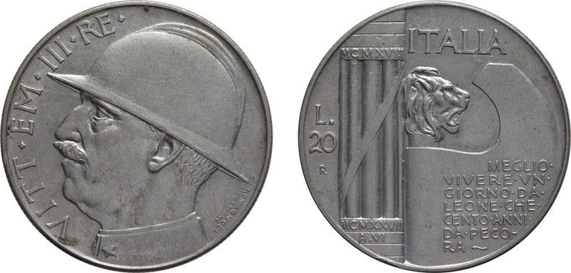 REGNO D'ITALIA. VITTORIO EMANUELE III (1900-1943). 
20 LIRE CAPELLONE 1928
Rom...