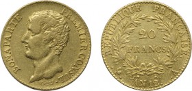 ZECCHE ESTERE. FRANCIA. NAPOLEONE PRIMO CONSOLE (1799-1804).
20 FRANCHI AN 12 A
Oro, 6,42 gr, 21 mm. BB+
D: BONAPARTE / PREMIER CONSUL .Testa nuda ...