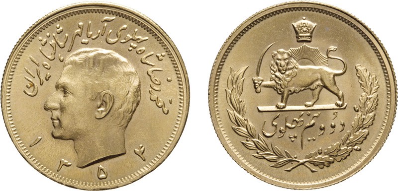 ZECCHE ESTERE. IRAN. MOHAMMED RIZA PAHLEVI (1942-1979). 2 1/2 PAHLEVI 1974
Oro,...