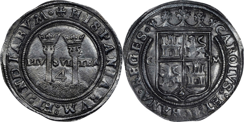 MEXICO. Cob 4 Reales, ND (1542-48)-G M. Mexico City Mint. Carlos & Johanna. PCGS...