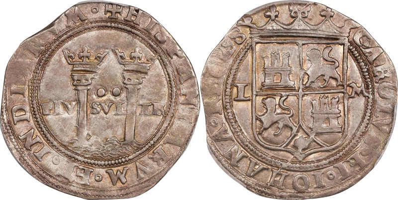 MEXICO. Cob 4 Reales, ND (1548-56)-L M. Mexico City Mint. Carlos & Johanna. PCGS...