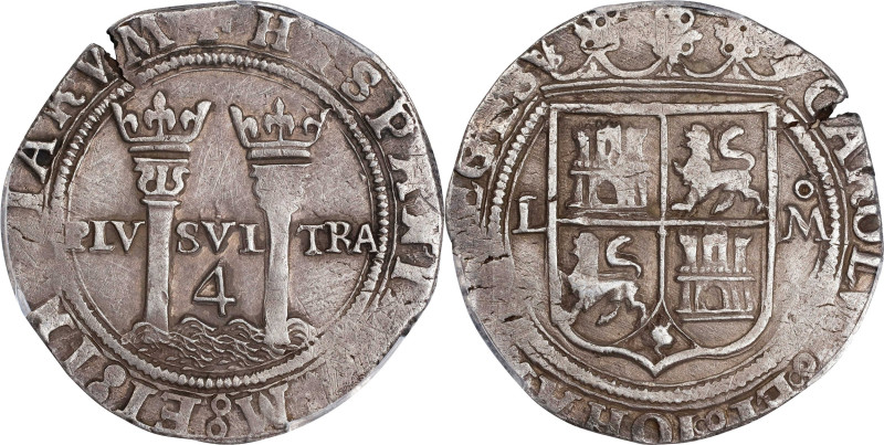 MEXICO. Cob 4 Reales, ND (1548-56)-L Mo. Mexico City Mint. Carlos & Johanna. PCG...