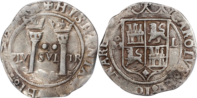 MEXICO. Cob 2 Reales, ND (1548-56)-Mo L. Mexico City Mint. Carlos & Johanna. PCG...