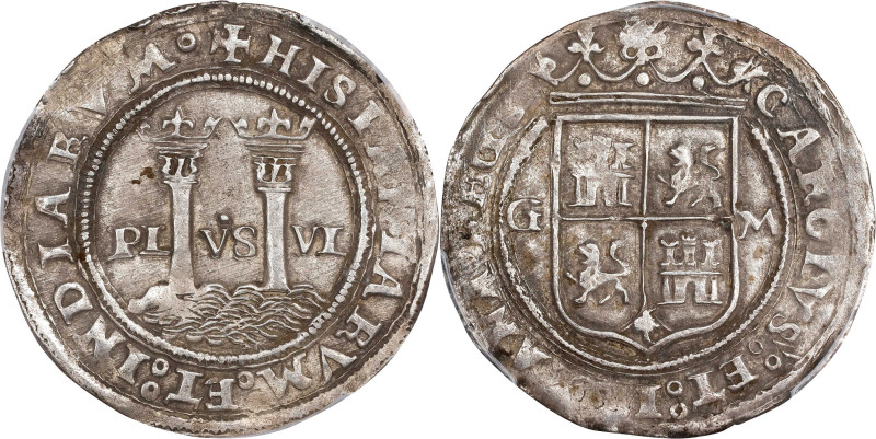 MEXICO. Cob Real, ND (1542-48)-G M. Mexico City Mint. Carlos & Johanna. PCGS AU-...