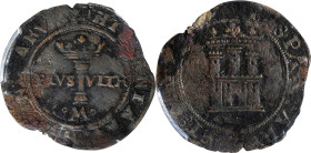 MEXICO. 2 Maravedis, ND (1542)-oMo. Mexico City Mint. Carlos & Johanna. PCGS Genuine--Excessive Corrosion, VF Details.

KM-1.5; Cal-14; Nesmith-2B. ...