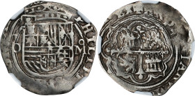 MEXICO. Cob Real, ND (1572-89)-O Mo. Mexico City Mint. Philip II. NGC VF-35.

KM-26; Cal-224. Weight: 3.35 gms. This handsome example yields much pl...