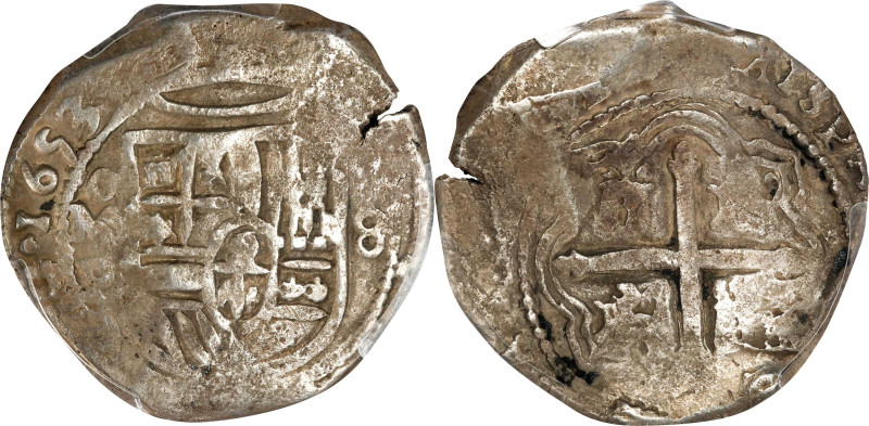 MEXICO. Cob 8 Reales, 1653-Mo P. Mexico City Mint. Philip IV. PCGS Genuine--Envi...