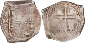 MEXICO. Cob 4 Reales, ND (1636-65)-Mo P. Mexico City Mint. Philip IV. PCGS VF-25.

KM-38; Cal-Type 275. Weight: 13.80 gms. While this silver cob lac...