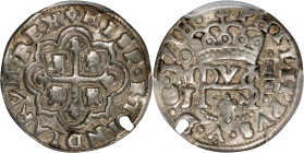 MEXICO. "Royal" Presentation Cob 1/2 Real, 1718-Mo. Mexico City Mint, Assayer J (Jose E. de Leon). Philip V. PCGS Genuine--Holed, EF Details.

KM-R2...