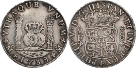 MEXICO. 8 Reales, 1739-Mo MF. Mexico City Mint. Philip V. PCGS VF-30.

KM-103; Cal-1453. A dramatic 8 Reales piece with a bright, pearly center that...