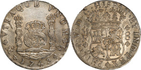 MEXICO. 8 Reales, 1743-Mo MF. Mexico City Mint. Philip V. PCGS AU-50.

KM-103; Cal-1463. A wholesome example of this popular type, lightly handled w...