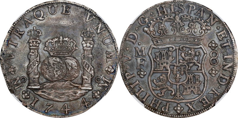 MEXICO. 8 Reales, 1744-Mo MF. Mexico City Mint. Philip V. NGC EF Details--Salt W...