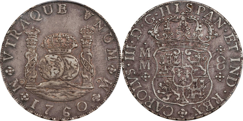 MEXICO. 8 Reales, 1760-Mo MM. Mexico City Mint. Charles III. PCGS EF-45.

KM-1...