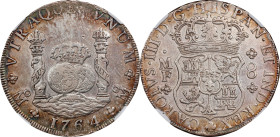 MEXICO. 8 Reales, 1764-Mo MF. Mexico City Mint. Charles III. NGC EF-40.

KM-105; Cal-1087. Slate-grey interiors are highlighted by splashes of red-o...