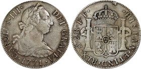 MEXICO. Counterfeit 2 Reales, "1771-Mo FF". Imitating Mexico City Mint. Charles III. FINE Details, Cleaned.

cf. KM-88. An interesting counterfeit i...