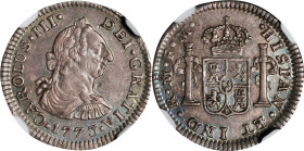 MEXICO. 1/2 Real, 1773-Mo FM. Mexico City Mint. Charles III. NGC AU-58.

KM-69.2. This highly engrossing and appealing specimen displays very well, ...