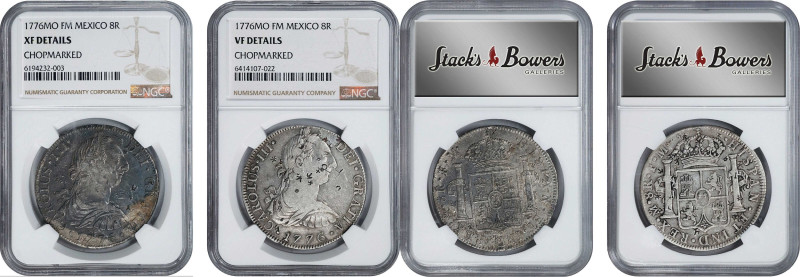 MEXICO. Duo of Chopmarked 8 Reales (2 Pieces), 1776-Mo FM. Mexico City Mint. Cha...