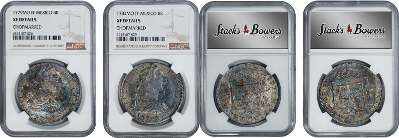 MEXICO. Duo of Chopmarked 8 Reales (2 Pieces), 1779-83-Mo FF. Mexico City Mint. ...