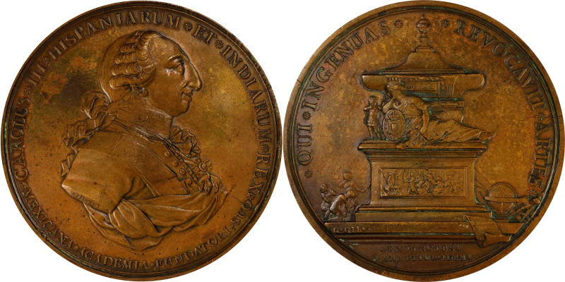 MEXICO. Death of Charles III/Academy of San Carlos Bronze Medal, 1789. ALMOST UN...