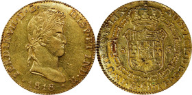 MEXICO. Contemporary Counterfeit 8 Escudos, "1818-Mo TH". Imitating Mexico City Mint. Ferdinand VII. ABOUT UNCIRCULATED.

cf. KM-161. A crude contem...