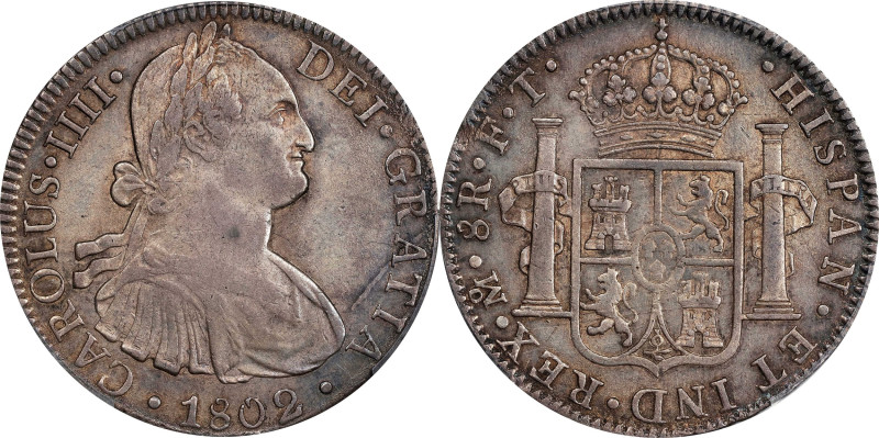 MEXICO. 8 Reales, 1802-Mo FT. Mexico City Mint. Charles IV. PCGS AU-50.

KM-10...