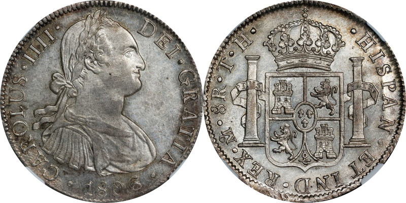 MEXICO. 8 Reales, 1806-Mo TH. Mexico City Mint. Charles IV. NGC AU-58.

KM-109...