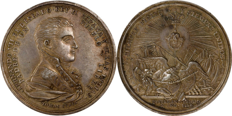 MEXICO. Silver Proclamation Medal, 1808. Mexico City Mint. Ferdinand VII. PCGS A...