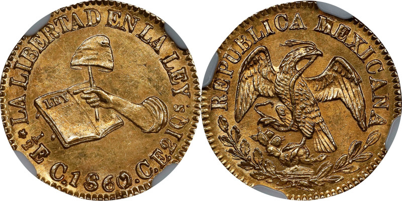 MEXICO. 1/2 Escudo, 1860-C CE. Culiacan Mint. NGC MS-63.

Fr-109; KM-378. Bold...