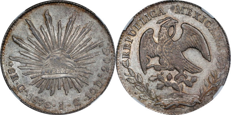 MEXICO. 8 Reales, 1876-Ga IC. Guadalajara Mint. NGC MS-61.

KM-377.6; DP-Ga57....