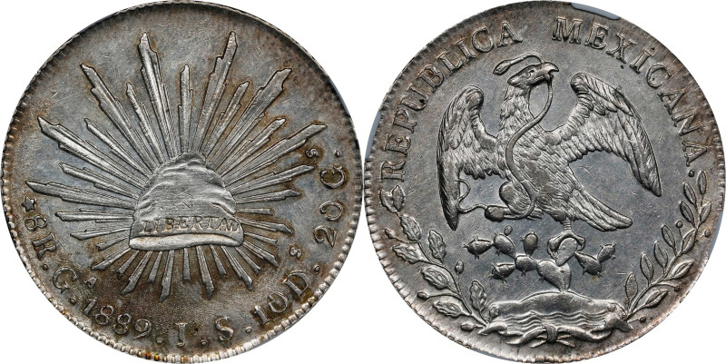 MEXICO. 8 Reales, 1889-Ga JS. Guadalajara Mint. NGC MS-61.

KM-377.6; DP-Ga75....