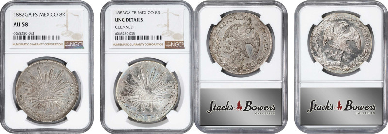 MEXICO. Duo of 8 Reales (2 Pieces), 1882-83. Guadalajara Mint. Both NGC Certifie...