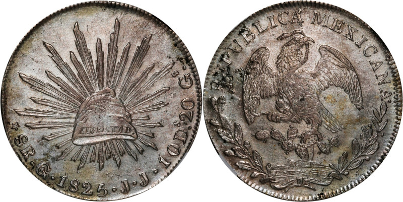 MEXICO. 8 Reales, 1825-Go JJ. Guanajuato Mint. NGC AU Details--Cleaned.

KM-37...