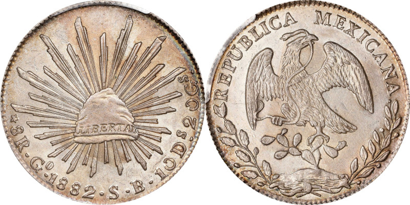 MEXICO. 8 Reales, 1882-Go SB. Guanajuato Mint. PCGS MS-62.

KM-377.8; DP-Go63....