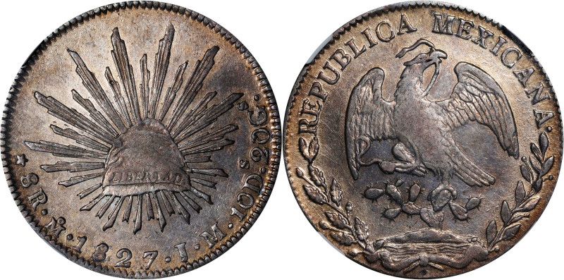 MEXICO. 8 Reales, 1827-Mo JM. Mexico City Mint. NGC AU-55.

KM-377.10; DP-Mo06...