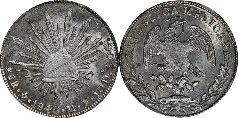 MEXICO. 8 Reales, 1846-Mo MF. Mexico City Mint. NGC MS-62.

KM-377.10; DP-Mo30...