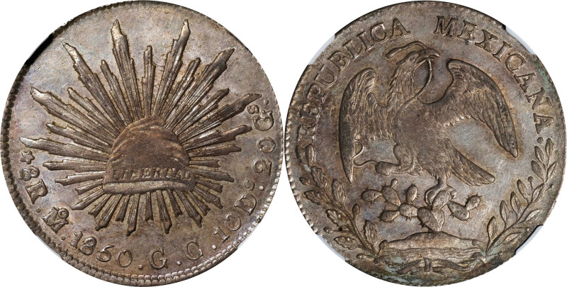 MEXICO. 8 Reales, 1850-Mo GC. Mexico City Mint. NGC MS-61.

KM-377.10; DP-Mo35...