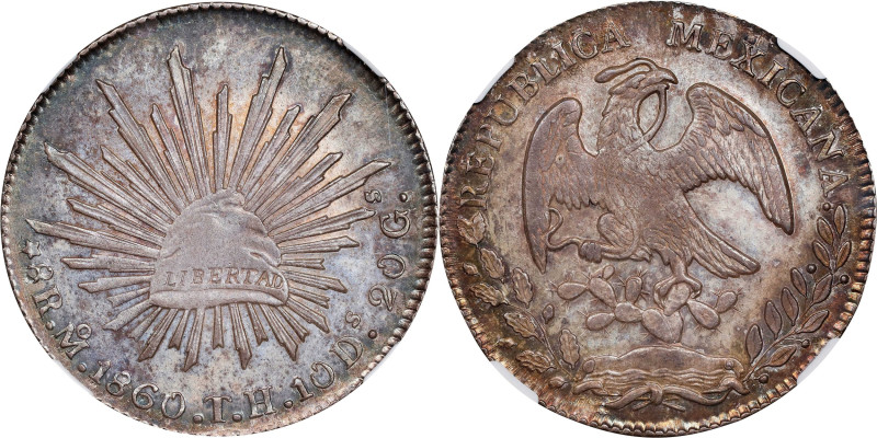 MEXICO. 8 Reales, 1860-Mo TH. Mexico City Mint. NGC MS-63.

KM-377.10; DP-Mo47...