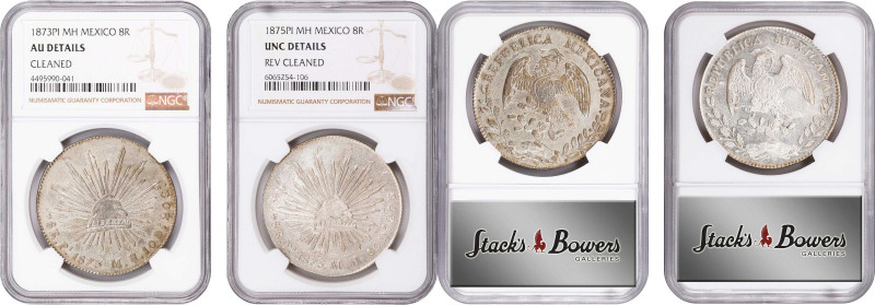 MEXICO. Duo of 8 Reales (2 Pieces), 1873-75. San Luis Potosi Mint. Both NGC Cert...