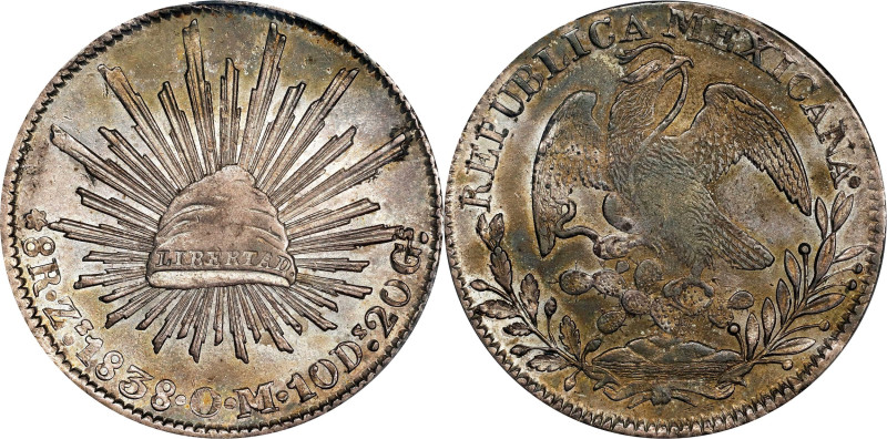 MEXICO. 8 Reales, 1838-Zs OM. Zacatecas Mint. PCGS Genuine--Cleaned, AU Details....