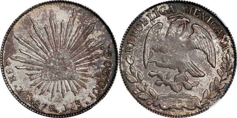 MEXICO. 8 Reales, 1879-Zs JS. Zacatecas Mint. NGC Unc Details--Cleaned.

KM-37...