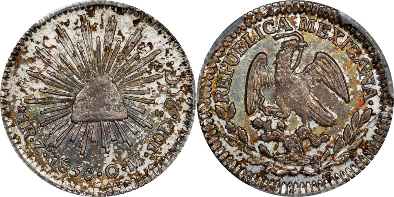 MEXICO. Real, 1850-Zs OM. Zacatecas Mint. PCGS MS-62.

KM-372.10. Nearly-Choic...