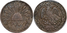 MEXICO. 1/2 Real, 1830-Zs OV. Zacatecas Mint. PCGS AU-53.

KM-370.11. Only limitedly circulated and most impressive, this 1/2 Real displays much cha...