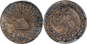 MEXICO. 1/2 Real, 1861-Zs VL. Zacatecas Mint. PCGS AU-50.

KM-370.11. Inverted A for V. Only limitedly circulated, this impressive example displays ...