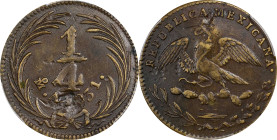 MEXICO. 1/4 Real, 1831-Mo. Mexico City Mint. PCGS Genuine--Damage, EF Details.

KM-358A.2. Struck in Brass. Variety without countermark. While this ...