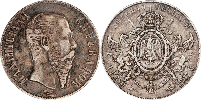 MEXICO. Peso, 1867-Mo. Mexico City Mint. Maximilian I. PCGS EF-45.

KM-388.1. ...