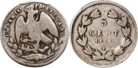 MEXICO. 5 Centavos, 1864-P. San Luis Potosi Mint. Maximilian I. PCGS VF-25.

KM-385.2. A circulated but wholesome example of this brief issue. A nic...